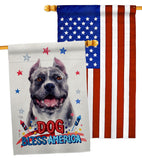 Patriotic Black Pitbull - Pets Nature Vertical Impressions Decorative Flags HG120118 Made In USA