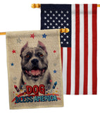 Patriotic Black Pitbull - Pets Nature Vertical Impressions Decorative Flags HG120118 Made In USA