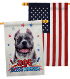 Patriotic Black Pitbull - Pets Nature Vertical Impressions Decorative Flags HG120118 Made In USA