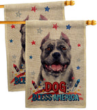 Patriotic Black Pitbull - Pets Nature Vertical Impressions Decorative Flags HG120118 Made In USA