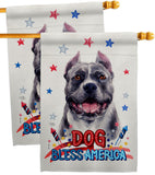 Patriotic Black Pitbull - Pets Nature Vertical Impressions Decorative Flags HG120118 Made In USA