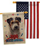 Patriotic Black Jack Russell - Pets Nature Vertical Impressions Decorative Flags HG120121 Made In USA