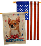 Patriotic Shorthair Chihuahua - Pets Nature Vertical Impressions Decorative Flags HG120131 Made In USA