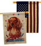 Patriotic Long Hair Dachshund - Pets Nature Vertical Impressions Decorative Flags HG120134 Made In USA