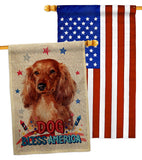 Patriotic Long Hair Dachshund - Pets Nature Vertical Impressions Decorative Flags HG120134 Made In USA