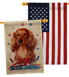 Patriotic Long Hair Dachshund - Pets Nature Vertical Impressions Decorative Flags HG120134 Made In USA