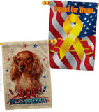 Patriotic Long Hair Dachshund - Pets Nature Vertical Impressions Decorative Flags HG120134 Made In USA