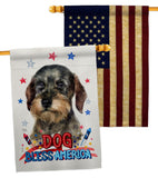 Patriotic Wire Haired Dachshund - Pets Nature Vertical Impressions Decorative Flags HG120135 Made In USA