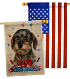 Patriotic Wire Haired Dachshund - Pets Nature Vertical Impressions Decorative Flags HG120135 Made In USA