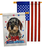 Patriotic Wire Haired Dachshund - Pets Nature Vertical Impressions Decorative Flags HG120135 Made In USA