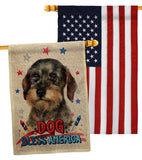 Patriotic Wire Haired Dachshund - Pets Nature Vertical Impressions Decorative Flags HG120135 Made In USA