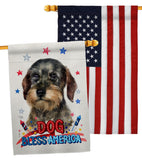 Patriotic Wire Haired Dachshund - Pets Nature Vertical Impressions Decorative Flags HG120135 Made In USA