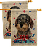 Patriotic Wire Haired Dachshund - Pets Nature Vertical Impressions Decorative Flags HG120135 Made In USA