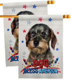 Patriotic Wire Haired Dachshund - Pets Nature Vertical Impressions Decorative Flags HG120135 Made In USA