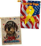 Patriotic Wire Haired Dachshund - Pets Nature Vertical Impressions Decorative Flags HG120135 Made In USA