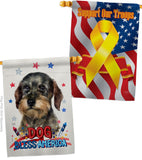 Patriotic Wire Haired Dachshund - Pets Nature Vertical Impressions Decorative Flags HG120135 Made In USA