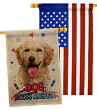 Patriotic Golden Retriever - Pets Nature Vertical Impressions Decorative Flags HG120144 Made In USA