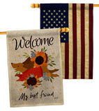 Welcome Best Friend - Pets Nature Vertical Impressions Decorative Flags HG130402 Made In USA