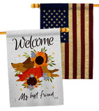 Welcome Best Friend - Pets Nature Vertical Impressions Decorative Flags HG130402 Made In USA