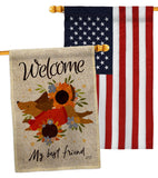 Welcome Best Friend - Pets Nature Vertical Impressions Decorative Flags HG130402 Made In USA