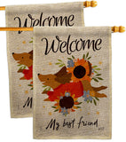 Welcome Best Friend - Pets Nature Vertical Impressions Decorative Flags HG130402 Made In USA