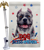 Patriotic Black Pitbull - Pets Nature Vertical Impressions Decorative Flags HG120118 Made In USA