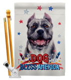 Patriotic Black Pitbull - Pets Nature Vertical Impressions Decorative Flags HG120118 Made In USA