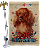 Patriotic Long Hair Dachshund - Pets Nature Vertical Impressions Decorative Flags HG120134 Made In USA