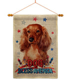 Patriotic Long Hair Dachshund - Pets Nature Vertical Impressions Decorative Flags HG120134 Made In USA