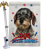 Patriotic Wire Haired Dachshund - Pets Nature Vertical Impressions Decorative Flags HG120135 Made In USA