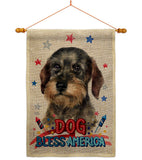 Patriotic Wire Haired Dachshund - Pets Nature Vertical Impressions Decorative Flags HG120135 Made In USA