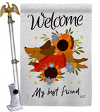 Welcome Best Friend - Pets Nature Vertical Impressions Decorative Flags HG130402 Made In USA