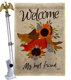 Welcome Best Friend - Pets Nature Vertical Impressions Decorative Flags HG130402 Made In USA