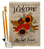 Welcome Best Friend - Pets Nature Vertical Impressions Decorative Flags HG130402 Made In USA