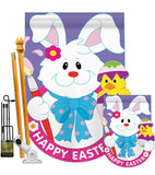 Bunny With Chick - Easter Spring Vertical Applique Decorative Flags HG103031
