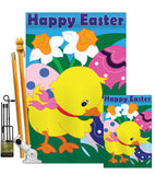 Easter Chick - Easter Spring Vertical Applique Decorative Flags HG103035