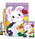 Easter Bunny - Easter Spring Vertical Applique Decorative Flags HG103038