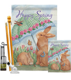 Bunnies With Umbrella - Easter Spring Vertical Impressions Decorative Flags HG103060 Made In USA