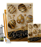 Golden Eggs Party - Easter Spring Vertical Impressions Decorative Flags HG103078 Made In USA