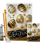 Golden Eggs Party - Easter Spring Vertical Impressions Decorative Flags HG103078 Made In USA