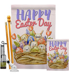 Bunnies Basket - Easter Spring Vertical Impressions Decorative Flags HG137439 Made In USA