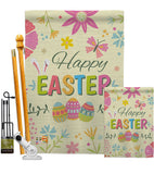 Happy Easter Colourful Flowers - Easter Spring Vertical Impressions Decorative Flags HG192021 Made In USA