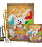 Colourful Happy Easter Egg with Bunny - Easter Spring Vertical Impressions Decorative Flags HG192024 Made In USA