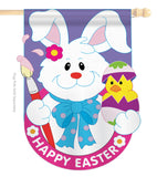 Bunny With Chick - Easter Spring Vertical Applique Decorative Flags HG103031