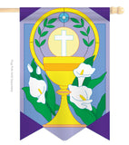 Easter Cup and Cross - Easter Spring Vertical Applique Decorative Flags HG103033
