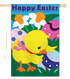 Easter Chick - Easter Spring Vertical Applique Decorative Flags HG103035