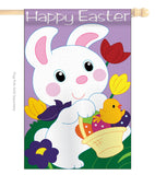 Easter Bunny - Easter Spring Vertical Applique Decorative Flags HG103038