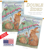 Bunnies With Umbrella - Easter Spring Vertical Impressions Decorative Flags HG103060 Made In USA