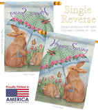 Bunnies With Umbrella - Easter Spring Vertical Impressions Decorative Flags HG103060 Made In USA