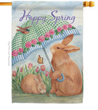 Bunnies With Umbrella - Easter Spring Vertical Impressions Decorative Flags HG103060 Made In USA